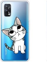 Voor OPPO Realme 7 Pro Gekleurde tekening Clear TPU Cover Beschermhoesjes (Tilted Head Cat)