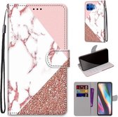 Voor Motorola Moto G 5G Plus Gekleurde Tekening Cross Texture Horizontale Flip PU Leather Case met Houder & Kaartsleuven & Portemonnee & Lanyard (Pink Stone Texture)