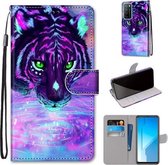 Voor Huawei Honor Play4 Gekleurde Tekening Cross Textuur Horizontale Flip PU Lederen Case met Houder & Kaartsleuven & Portemonnee & Lanyard (Tijger Drinkwater)