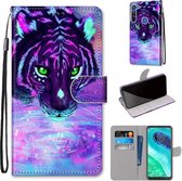 Voor Motorola Moto G8 Gekleurde Tekening Cross Textuur Horizontale Flip PU Lederen Case met Houder & Kaartsleuven & Portemonnee & Lanyard (Tijger Drinkwater)