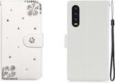 Voor Huawei P30 Horizontale Flip Effen Kleur Strass Leren Case met Kaartsleuf & Portemonnee & Houder (Diagonale Bloem)