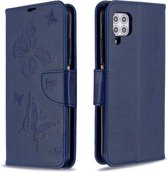 Voor Huawei P40 Lite Twee Vlinders Embossing Patroon Horizontale Flip Leren Case met Houder & Kaartsleuf & Portemonnee & Lanyard (Donkerblauw)