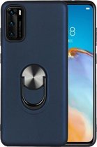 Voor Huawei P40 Pro 360 roterende multifunctionele stent PC + TPU-hoes met magnetische onzichtbare houder (marineblauw)