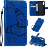 Voor Huawei Enjoy 10s Pressed Printing Butterfly Pattern Horizontale Flip PU Leather Case met houder & kaartsleuven & portemonnee & Lanyard (blauw)