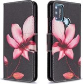 Voor Huawei Honor 9A Gekleurde Tekening Patroon Horizontale Flip Leren Case met Houder & Kaartsleuven & Portemonnee (Lotus)