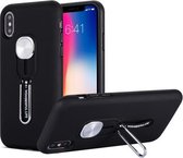 Schokbestendige TPU + pc-beschermhoes met houder voor iPhone XS / X (zwart)