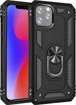 Armor schokbestendige TPU + pc-beschermhoes voor iPhone 11 Pro, met 360 graden rotatiehouder (zwart)