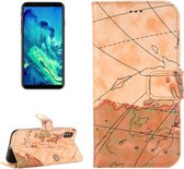 Voor iPhone X / XS Map Texture Horizontale lederen flip-hoes met houder en kaartsleuven en portemonnee