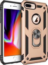 Sergeant Armor Shockproof TPU + PC beschermhoes voor iPhone 7/8 Plus, met 360 graden rotatiehouder (goud)