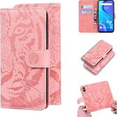 Voor UMIDIGI A7S Tiger Embossing Pattern Horizontale flip lederen tas met houder & kaartsleuven & portemonnee (roze)