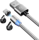 CaseMe 3 in 1 Type-C / 8-pins / micro-USB naar USB magnetische oplaadkabel voor serie 1, lengte: 1 m (zilver)