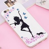 Voor iPhone 6 Plus & 6s Plus Noctilucent IMD Dancing Girl Pattern Soft TPU Back Case Protector Cover