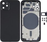Behuizingsdeksel achterkant met SIM-kaarthouder & zijkleppen & cameralens voor iPhone 12 mini (zwart)