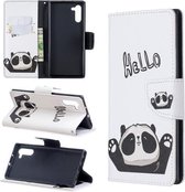 Gekleurde tekening patroon horizontale flip lederen tas met houder & kaartsleuven & portemonnee voor Galaxy Note10 (Hello Panda)