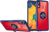 Transparante TPU-beschermhoes met 360 graden magnetische rotatiehouder voor Galaxy A30 (blauw)