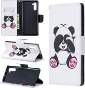 Gekleurde tekening patroon horizontaal Flip lederen tas met houder & kaartsleuven & portemonnee voor Galaxy Note10 (Shy Panda)
