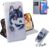 Voor Galaxy A30s Schilderen Patroon Gekleurde Tekening Horizontale Flip Leren Case met Houder & Kaartsleuven & Portemonnee (Witte Wolf)