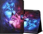 Voor Huawei MatePad T8 Gekleurde Tekening Horizontale Flip Leren Case met Houder & Kaartsleuven (Wolf)