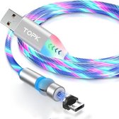 TOPK AM22 USB naar micro-USB 540 graden buigbare streamerbal magnetische datakabel, kabellengte: 1m (kleur)