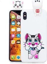 Voor iPhone XR schokbestendige Cartoon TPU beschermhoes (kat)