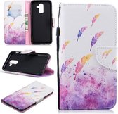 Voor Samsung Galaxy J8 (2018) (EU-versie) Gekleurd tekeningpatroon Horizontaal Flip TPU + PU lederen tas met houder & kaartsleuven & portemonnee & lanyard (aquarelveren)