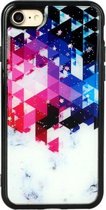 Voor iPhone 7 Plus / 8 Plus Marble Series Stars Powder Dropping Epoxy TPU beschermhoes (kleurrijke plaid)