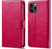 Voor iPhone 12 mini LC.IMEEKE Horizontale lederen flip-hoes met kalfsleer met houder en kaartsleuven en portemonnee (rood)