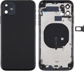 Batterij-achterklep (met toetsen aan de zijkant & kaartlade & voeding + volumeflexkabel & draadloze oplaadmodule) voor iPhone 11 (zwart)