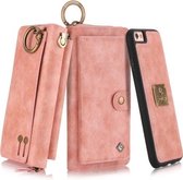 Voor iPhone 6 / 6s POLA Multifunctionele Mode Rits Magnetische Horizontale Flip Leren Case met Kaartsleuven & Portemonnee & Fotolijst & Lanyard (Roze)