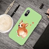 Voor iPhone XS / X Cartoon Animal Pattern Shockproof TPU beschermhoes (Green Corgi)