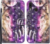 Voor Samsung Galaxy A20e / A10e Gekleurde Tekening Patroon Horizontale Flip Leren Case met Houder & Kaartsleuven & Portemonnee (Windgong Wolf)