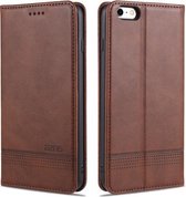AZNS Magnetische Kalfsstructuur Horizontale Flip Leren Case met Kaartsleuven & Houder & Portemonnee Voor iPhone 8/7 (Donkerbruin)