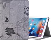 Retro lederen tas met wereldkaartpatroon met houder en kaartsleuven en portemonnee voor iPad Air 2, willekeurige levering (grijs)