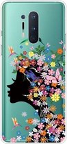 Voor OnePlus 8 Pro schokbestendig geverfd transparant TPU beschermhoes (bloemenmeisje)