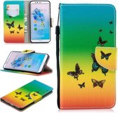 Voor Huawei Honor 7A Gekleurde Tekening Patroon Horizontale Flip TPU + PU Lederen Case met Houder & Kaartsleuven & Portemonnee & Lanyard (Regenboogvlinders)