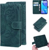 Voor UMIDIGI A7S Tiger Embossing Pattern Horizontale flip lederen tas met houder & kaartsleuven en portemonnee (groen)