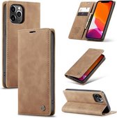 Voor iPhone 12 Pro Max CaseMe-013 Multifunctionele Retro Frosted Horizontale Flip Leren Case met Kaartsleuf & Houder & Portemonnee (Bruin)