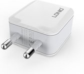 LDNIO A2201 2.4A Dual USB-oplaadkop Direct opladen Mobiele telefoon Adapteroplader met Type-C datakabel (EU-stekker)