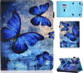 Gekleurde tekening stiksel Universele horizontale flip lederen tas, met houder en kaartsleuven voor 7 inch tablet-pc (vlinder)