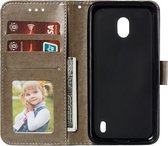 Kant Bloem Embossing Patroon Horizontale Flip Leren Case voor Nokia 2.2, met Houder & Kaartsleuven & Portemonnee & Fotolijst & Lanyard (Grijs)