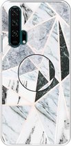 Voor Huawei Honor 20 Pro Reliëf Gelakt Marmer TPU Beschermhoes met Houder (Polytriangle)