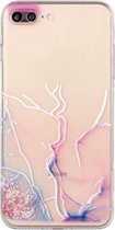 Holle marmeren patroon TPU rechte rand fijn gat beschermhoes voor iPhone 8 Plus / 7 Plus (roze)