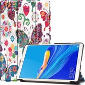 Gekleurde patroontekening horizontale flip PU lederen hoes voor Huawei MediaPad M6 8.4 2019, met drievoudige houder en slaap- / wekfunctie (vlinder)