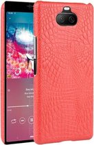 Voor Sony Xperia 8 schokbestendige krokodiltextuur pc + PU-hoes (rood)