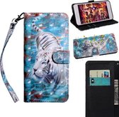 3D-schilderijpatroon Gekleurde tekening Horizontaal Flip TPU + PU lederen tas met houder & kaartsleuven & portemonnee voor Sony XZ2 (Tiger)