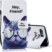 Cool Cat Pattern Horizontale Flip Leren Case voor Huawei Honor 10, met houder & kaartsleuven & portemonnee