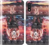 Voor Samsung Galaxy A01 3D schilderij Gekleurde tekening Patroon Horizontaal Flip TPU + PU lederen tas met houder & kaartsleuven & portemonnee & lanyard (Dream Lion)