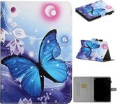 Voor 8 inch Universele Tablet PC Gekleurde Tekening Patroon Horizontale Flip PU Lederen Case met Houder & Kaartsleuf (Blauwe Vlinder)