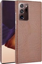 Voor Samsung Galaxy Note20 Ultra schokbestendige krokodiltextuur pc + PU-hoes (bruin)