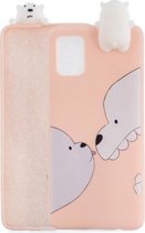 Voor Galaxy A71 schokbestendig gekleurd geverfd liggend Cartoon TPU beschermhoes (grote witte beer)